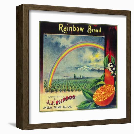 Rainbow Orange Label - Lindsay, CA-Lantern Press-Framed Art Print