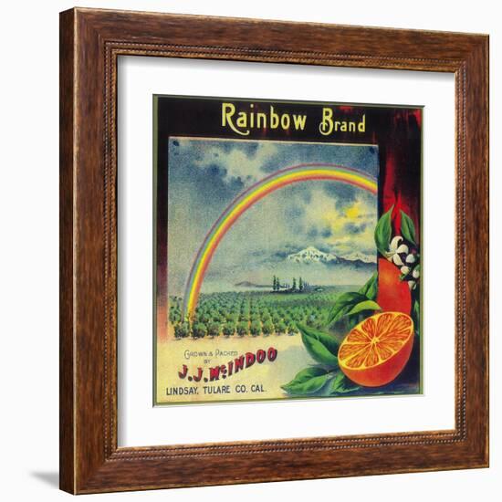 Rainbow Orange Label - Lindsay, CA-Lantern Press-Framed Art Print