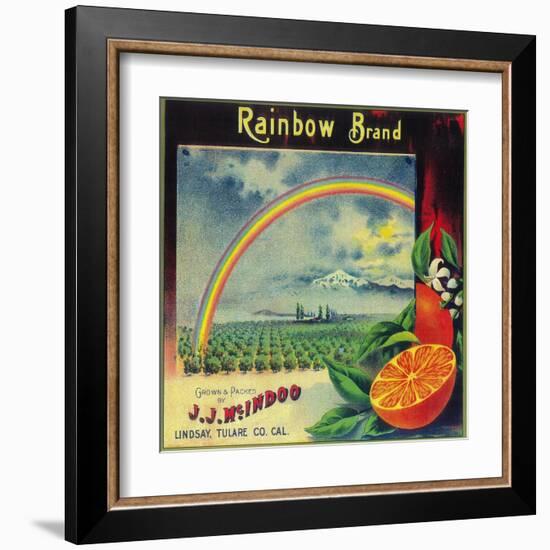 Rainbow Orange Label - Lindsay, CA-Lantern Press-Framed Art Print