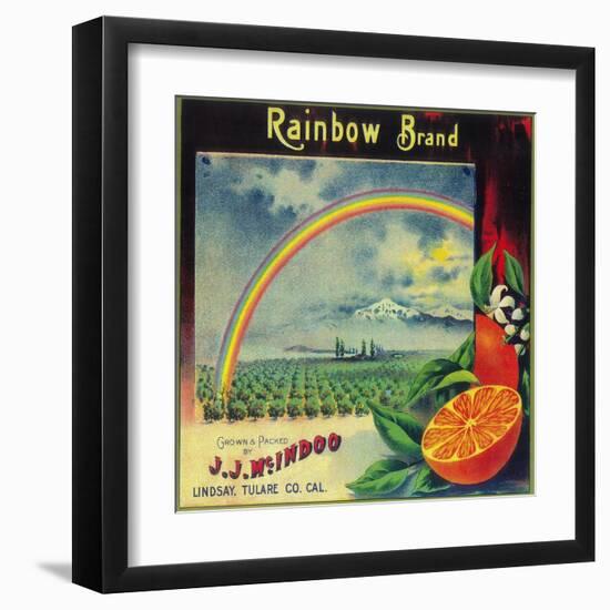 Rainbow Orange Label - Lindsay, CA-Lantern Press-Framed Art Print