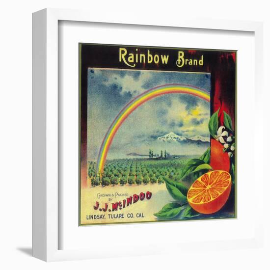 Rainbow Orange Label - Lindsay, CA-Lantern Press-Framed Art Print