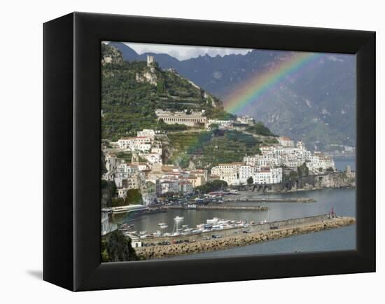 Rainbow over a Town, Almafi, Amalfi Coast, Campania, Italy-null-Framed Premier Image Canvas