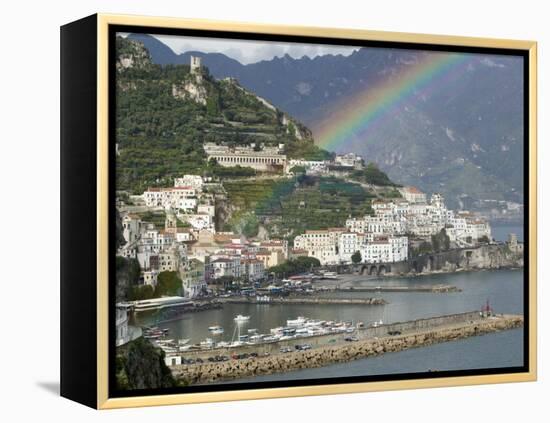 Rainbow over a Town, Almafi, Amalfi Coast, Campania, Italy-null-Framed Premier Image Canvas