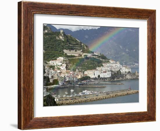 Rainbow over a Town, Almafi, Amalfi Coast, Campania, Italy-null-Framed Photographic Print