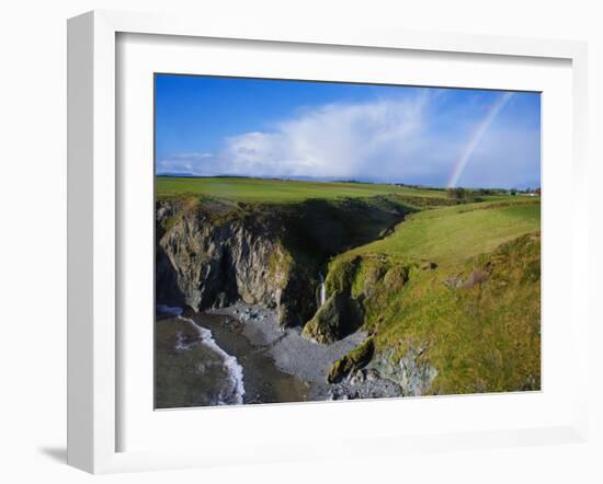 Rainbow over Ballydowane, the Copper Coast, County Waterford, Ireland-null-Framed Photographic Print