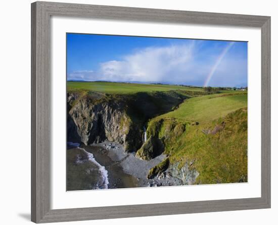 Rainbow over Ballydowane, the Copper Coast, County Waterford, Ireland-null-Framed Photographic Print