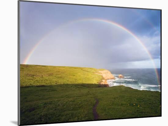 Rainbow Over Chimney Rock, California-George Oze-Mounted Photographic Print