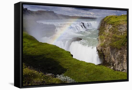 Rainbow Over  Gulfoss-George Oze-Framed Stretched Canvas