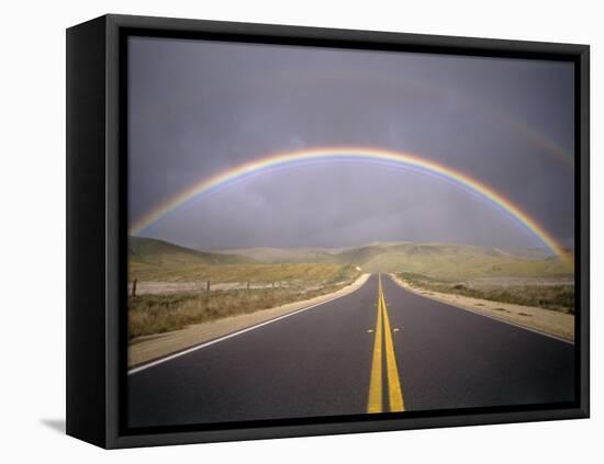 Rainbow Over Highway, CA-Thomas Winz-Framed Premier Image Canvas