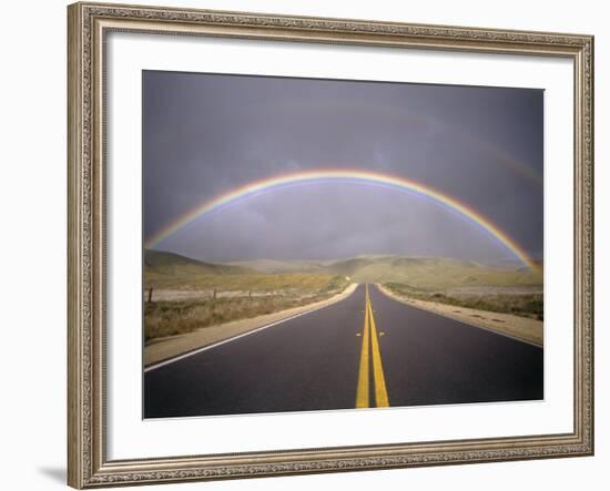 Rainbow Over Highway, CA-Thomas Winz-Framed Photographic Print