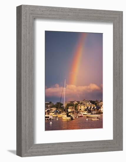 Rainbow over Oaks Bluffs on Martha's Vineyard-Jon Hicks-Framed Photographic Print