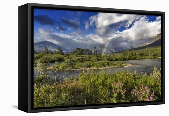 Rainbow over the St Mary River in Glacier National Park, Montana, USA-Chuck Haney-Framed Premier Image Canvas