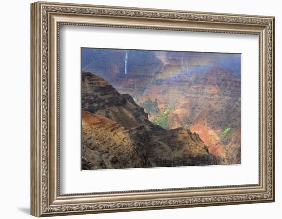 Rainbow over Waipoo Falls. Waimea Canyon. Kauai. Hawaii, Usa-Tom Norring-Framed Photographic Print