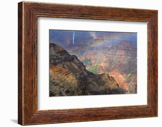 Rainbow over Waipoo Falls. Waimea Canyon. Kauai. Hawaii, Usa-Tom Norring-Framed Photographic Print