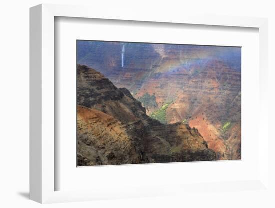 Rainbow over Waipoo Falls. Waimea Canyon. Kauai. Hawaii, Usa-Tom Norring-Framed Photographic Print