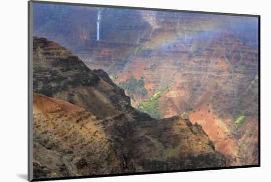 Rainbow over Waipoo Falls. Waimea Canyon. Kauai. Hawaii, Usa-Tom Norring-Mounted Photographic Print