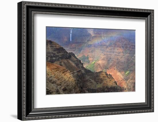 Rainbow over Waipoo Falls. Waimea Canyon. Kauai. Hawaii, Usa-Tom Norring-Framed Photographic Print