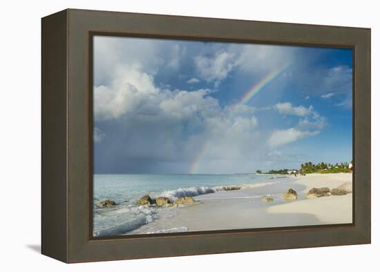 Rainbow over world famous Grace Bay beach, Providenciales, Turks and Caicos, Caribbean-Michael Runkel-Framed Premier Image Canvas