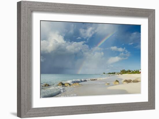 Rainbow over world famous Grace Bay beach, Providenciales, Turks and Caicos, Caribbean-Michael Runkel-Framed Photographic Print