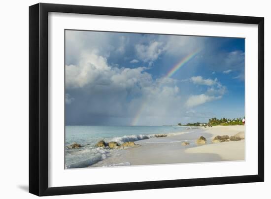 Rainbow over world famous Grace Bay beach, Providenciales, Turks and Caicos, Caribbean-Michael Runkel-Framed Photographic Print