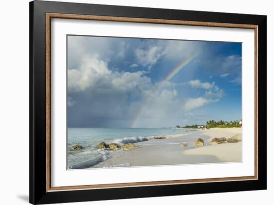 Rainbow over world famous Grace Bay beach, Providenciales, Turks and Caicos, Caribbean-Michael Runkel-Framed Photographic Print