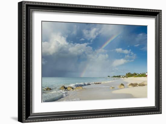 Rainbow over world famous Grace Bay beach, Providenciales, Turks and Caicos, Caribbean-Michael Runkel-Framed Photographic Print