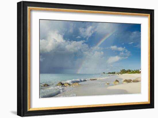 Rainbow over world famous Grace Bay beach, Providenciales, Turks and Caicos, Caribbean-Michael Runkel-Framed Photographic Print