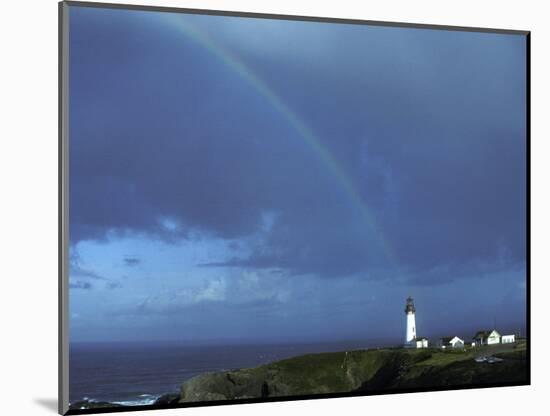 Rainbow over Yaquina Bay Lighthouse, Oregon, USA-Janis Miglavs-Mounted Photographic Print