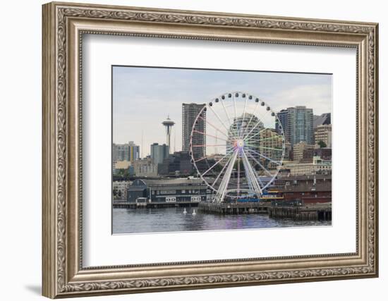 Rainbow Pattern Seattle Ferris Wheel Honoring Supreme Court Gay Marriage Decision-Trish Drury-Framed Photographic Print