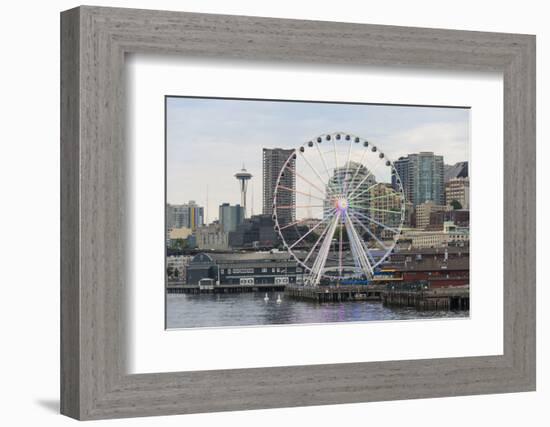 Rainbow Pattern Seattle Ferris Wheel Honoring Supreme Court Gay Marriage Decision-Trish Drury-Framed Photographic Print