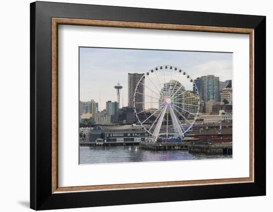 Rainbow Pattern Seattle Ferris Wheel Honoring Supreme Court Gay Marriage Decision-Trish Drury-Framed Photographic Print