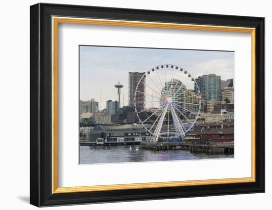 Rainbow Pattern Seattle Ferris Wheel Honoring Supreme Court Gay Marriage Decision-Trish Drury-Framed Photographic Print