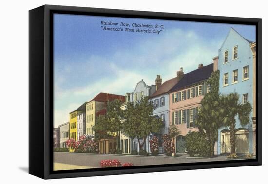 Rainbow Row, Charleston, South Carolina-null-Framed Stretched Canvas