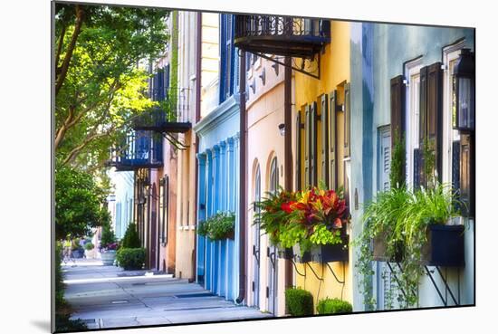 Rainbow Row I, Charleston South Carolina-George Oze-Mounted Photographic Print