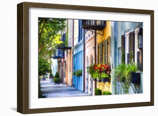 Rainbow Row I, Charleston South Carolina-George Oze-Framed Photographic Print