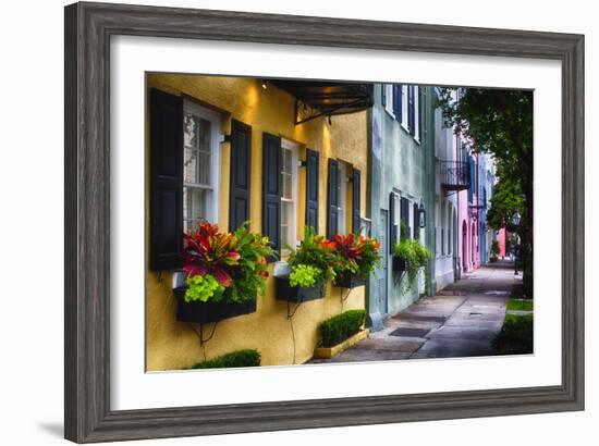 Rainbow Row II, Charleston South Carolina-George Oze-Framed Photographic Print