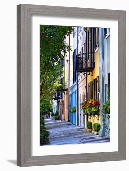 Rainbow Row III Charleston, South Carolina-George Oze-Framed Photographic Print