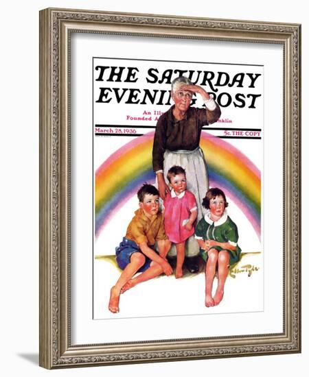 "Rainbow," Saturday Evening Post Cover, March 28, 1936-Ellen Pyle-Framed Giclee Print