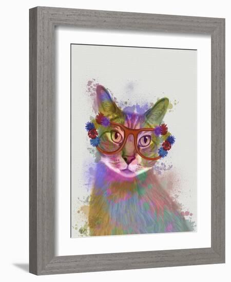 Rainbow Splash Cat 1-Fab Funky-Framed Art Print