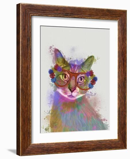 Rainbow Splash Cat 1-Fab Funky-Framed Art Print