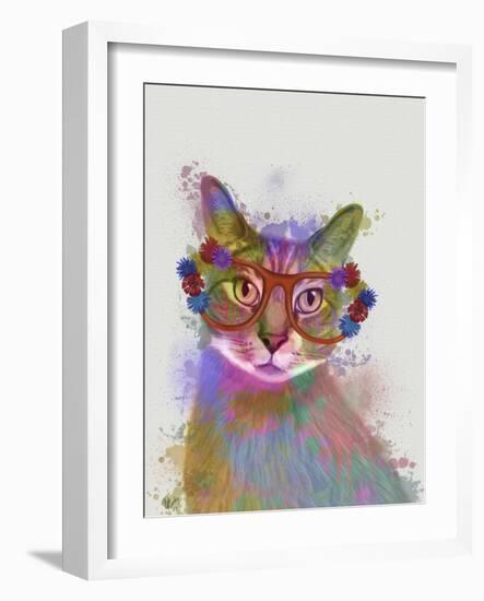 Rainbow Splash Cat 1-Fab Funky-Framed Art Print