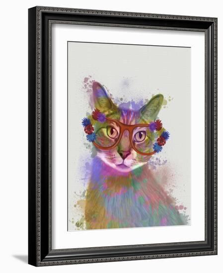 Rainbow Splash Cat 1-Fab Funky-Framed Art Print