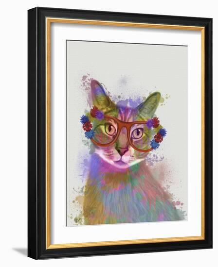 Rainbow Splash Cat 1-Fab Funky-Framed Art Print