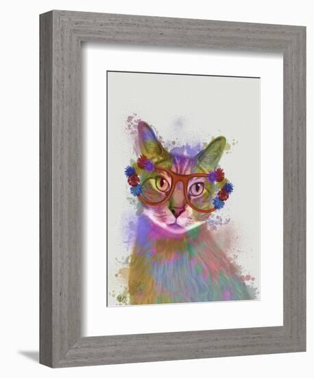 Rainbow Splash Cat 1-Fab Funky-Framed Premium Giclee Print