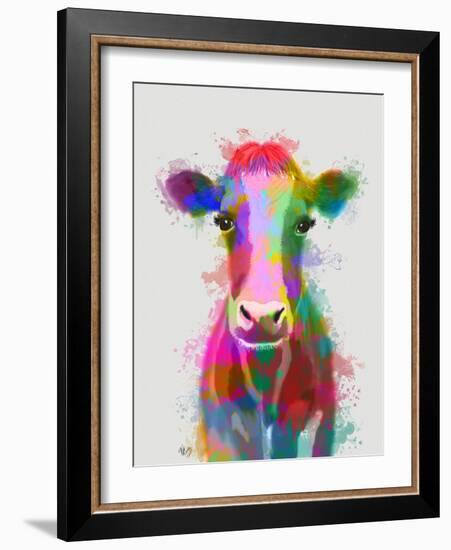 Rainbow Splash Cow-Fab Funky-Framed Art Print