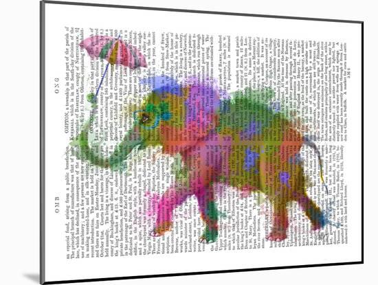 Rainbow Splash Elephant-Fab Funky-Mounted Art Print