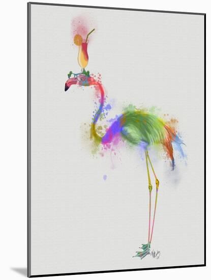 Rainbow Splash Flamingo 1-Fab Funky-Mounted Art Print