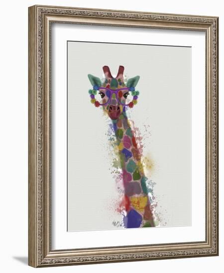Rainbow Splash Giraffe 1-Fab Funky-Framed Art Print