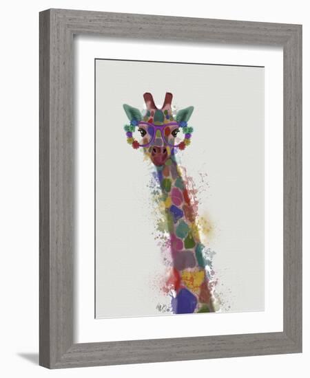 Rainbow Splash Giraffe 1-Fab Funky-Framed Art Print