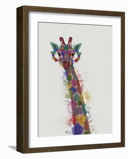 Rainbow Splash Giraffe 1-Fab Funky-Framed Art Print